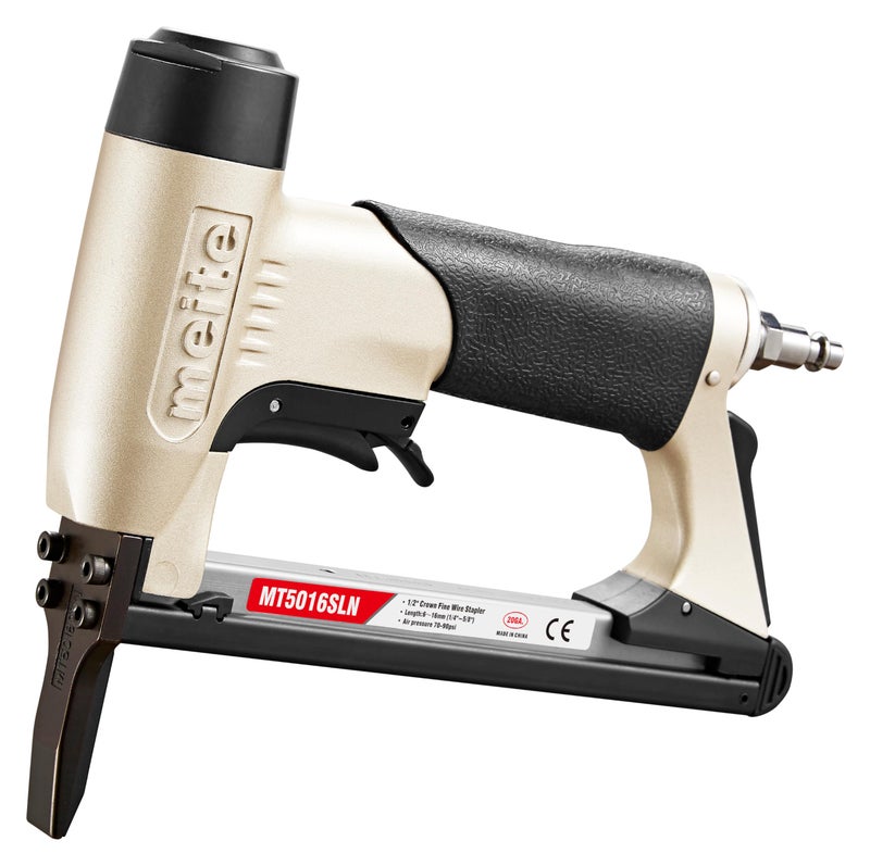 meite Upholstery Staple Gun with Extended Nose &Safety Trigger for 20 Gauge 1/2-Inch Crown Staples, Heavy-Duty Pneumatic Stapler for Woodworking and Decoration DIY Projects (Model MT5016SLN) - Image 1